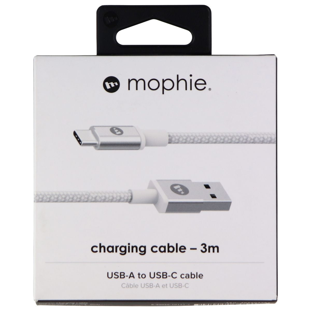 Mophie Braided USB-A to USB-C Charging Cable - 3-Meter (9.9-Foot) - White Cell Phone - Cables & Adapters Mophie - Simple Cell Bulk Wholesale Pricing - USA Seller