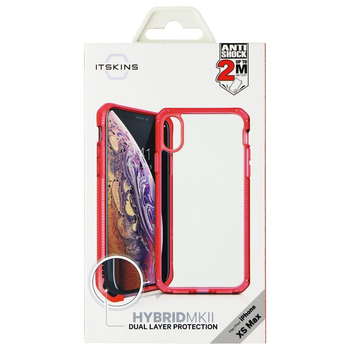 ITSKINS Hybrid Frost Phone Case for Apple iPhone Xs Max - Red and Transparent Cell Phone - Cases, Covers & Skins ITSKINS - Simple Cell Bulk Wholesale Pricing - USA Seller
