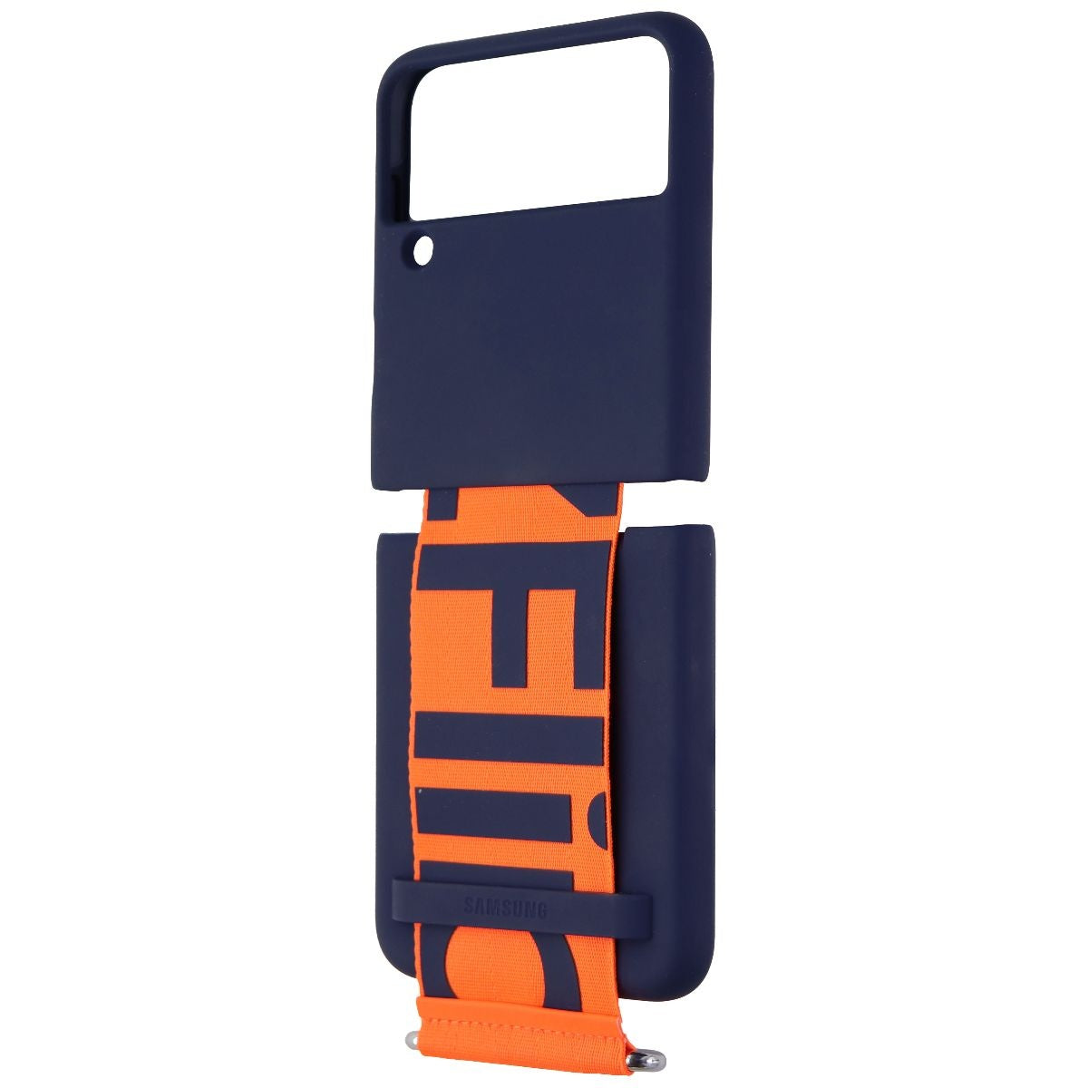 Samsung Silicone Cover with Strap for Galaxy Z Flip3 5G - Navy / Orange Cell Phone - Cases, Covers & Skins Samsung Electronics - Simple Cell Bulk Wholesale Pricing - USA Seller
