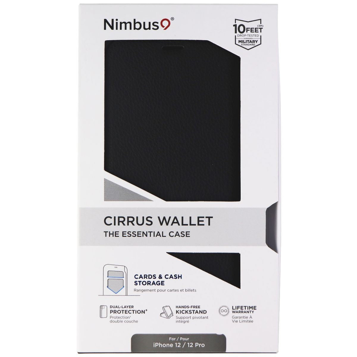 Nimbus9 Cirrus Wallet Essential Case for iPhone 12 Pro /12 - Saddle Black Cell Phone - Cases, Covers & Skins Nimbus9 - Simple Cell Bulk Wholesale Pricing - USA Seller