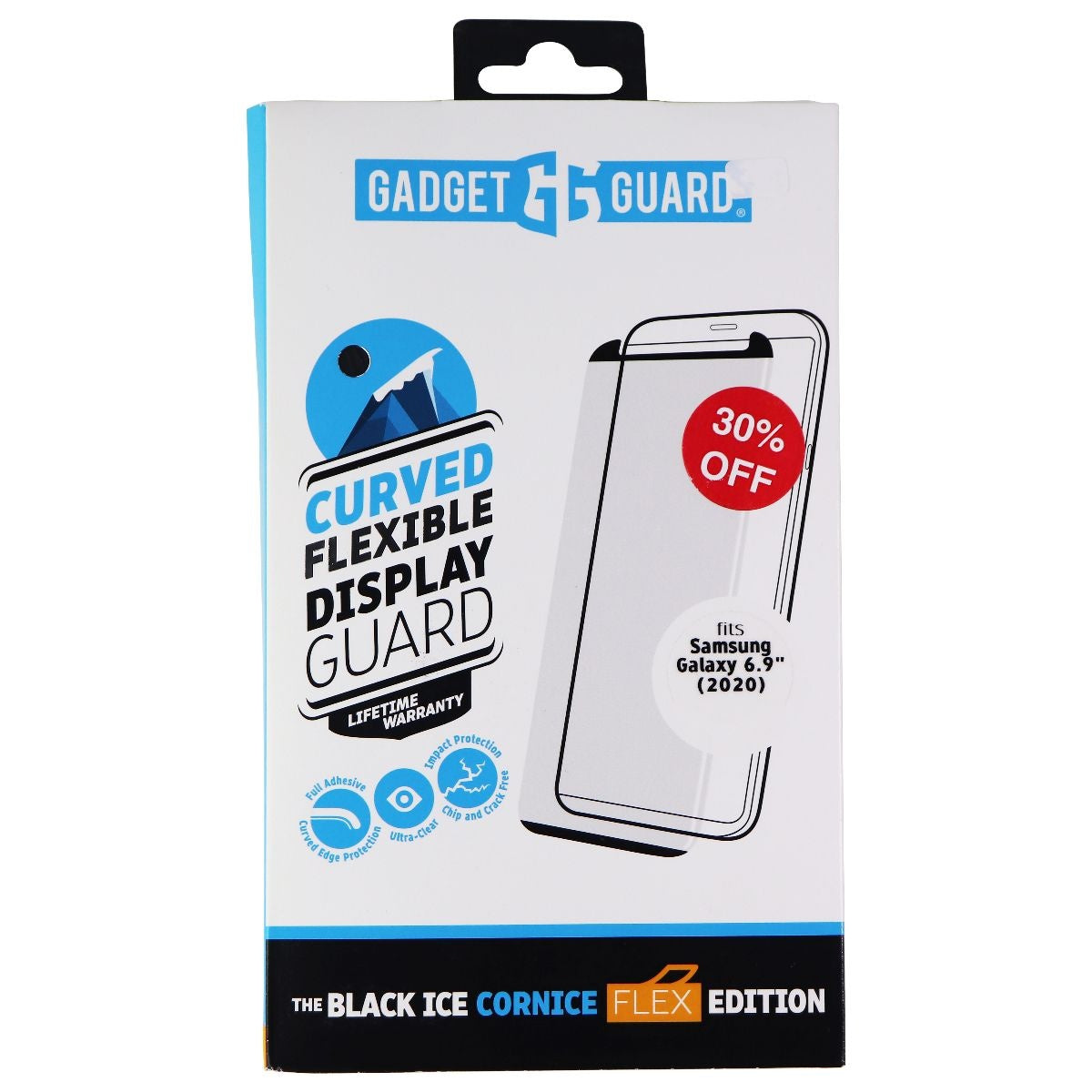 Gadget Guard Black Ice Cornice Flex Tempered Glass for Galaxy S20 Ultra - Clear Cell Phone - Screen Protectors Gadget Guard    - Simple Cell Bulk Wholesale Pricing - USA Seller