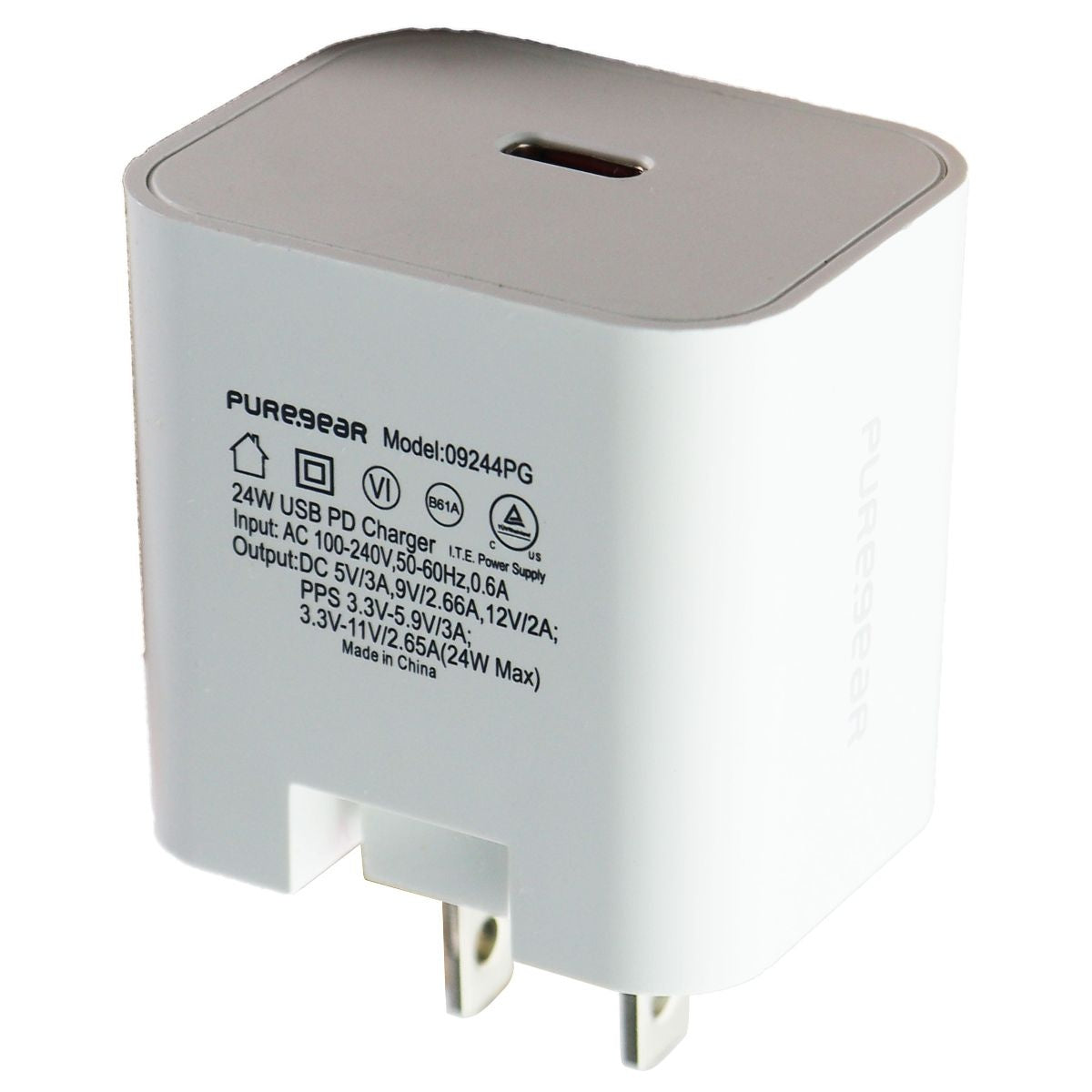 PureGear USB-C Wall Charger (24W/5V) - White (09244PG) Cell Phone - Chargers & Cradles PureGear - Simple Cell Bulk Wholesale Pricing - USA Seller