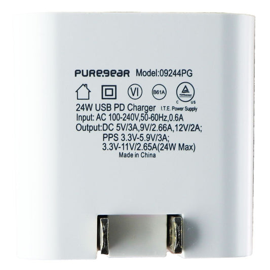 PureGear USB-C Wall Charger (24W/5V) - White (09244PG) Cell Phone - Chargers & Cradles PureGear - Simple Cell Bulk Wholesale Pricing - USA Seller
