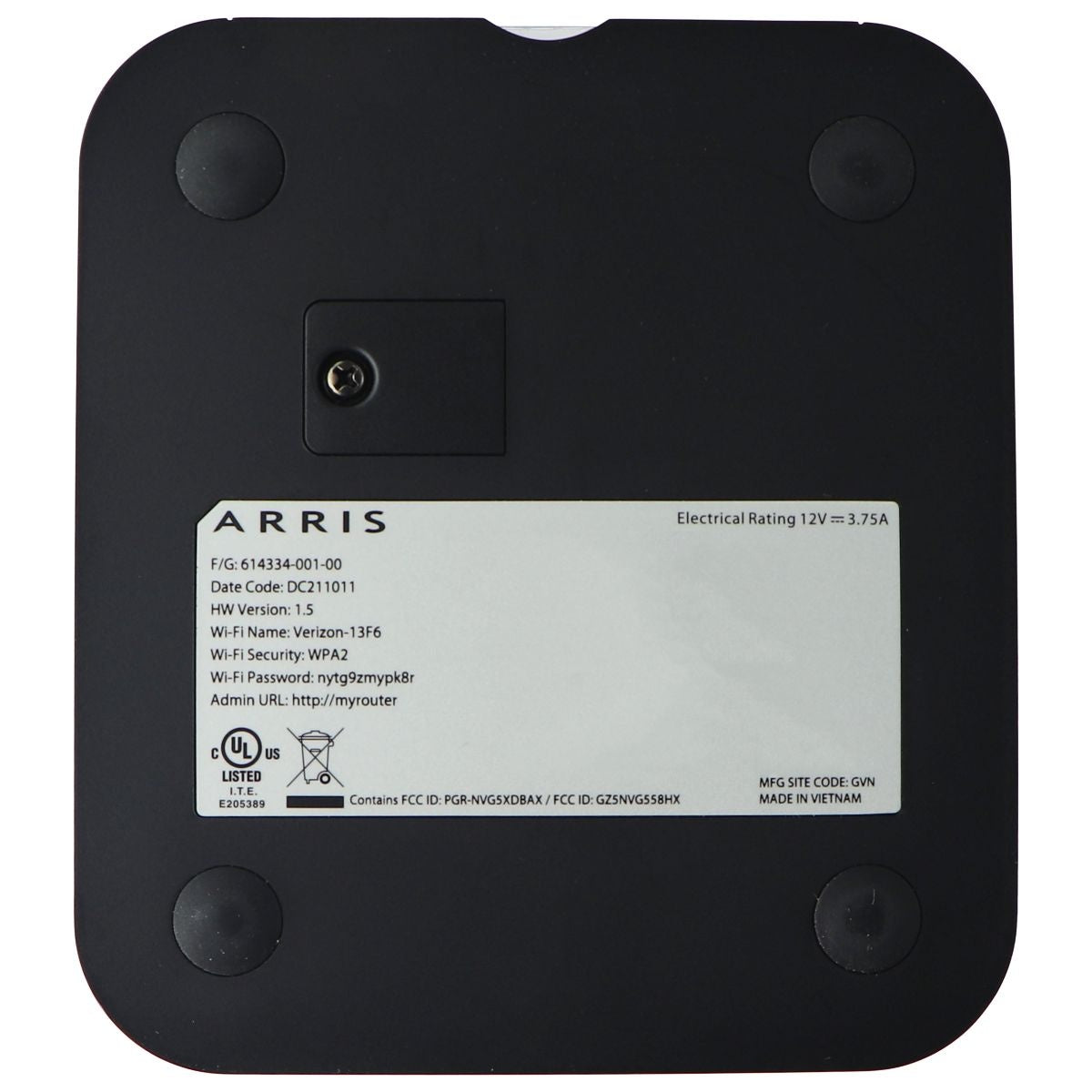 Arris (NVG558HX) Verizon 4G LTE Dual Band 11ax Gateway - Black