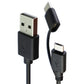 mWorks! Short (6-inch) Dual Tip USB Cable with USB-C and Micro-USB - Black