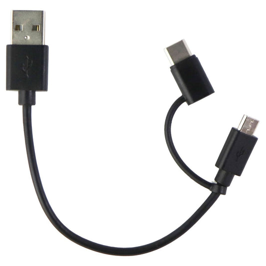 mWorks! Short (6-inch) Dual Tip USB Cable with USB-C and Micro-USB - Black