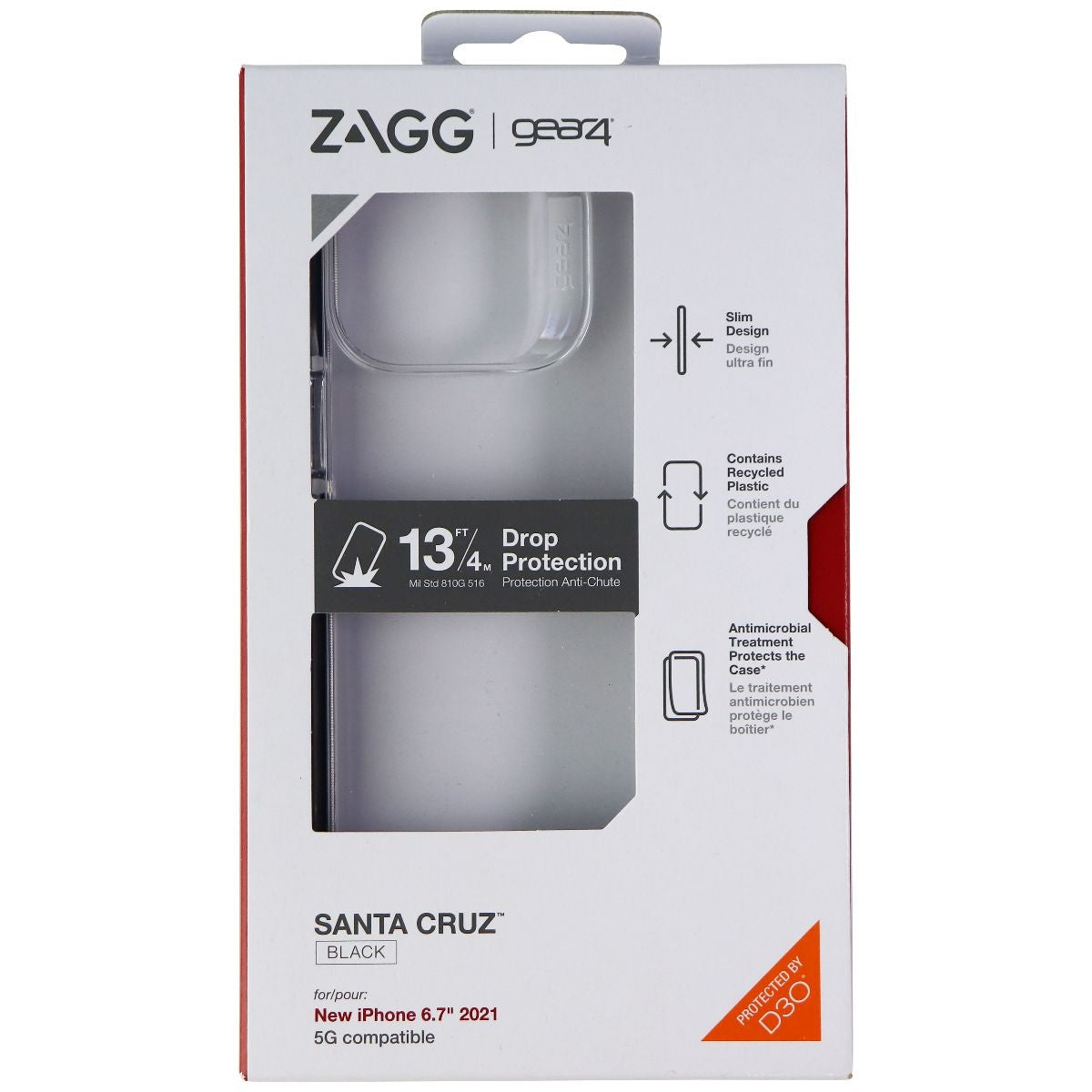 ZAGG Gear4 Santa Cruz Series Case for Apple iPhone 13 Pro Max - Clear/Black