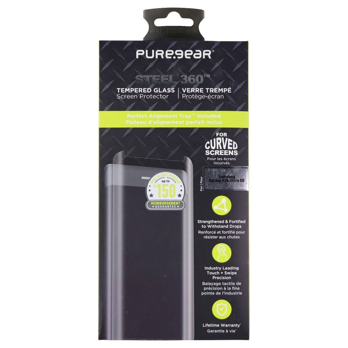 PureGear Steel 360 Tempered Glass Protector for Samsung Galaxy S20 Ultra 5G Cell Phone - Screen Protectors PureGear    - Simple Cell Bulk Wholesale Pricing - USA Seller