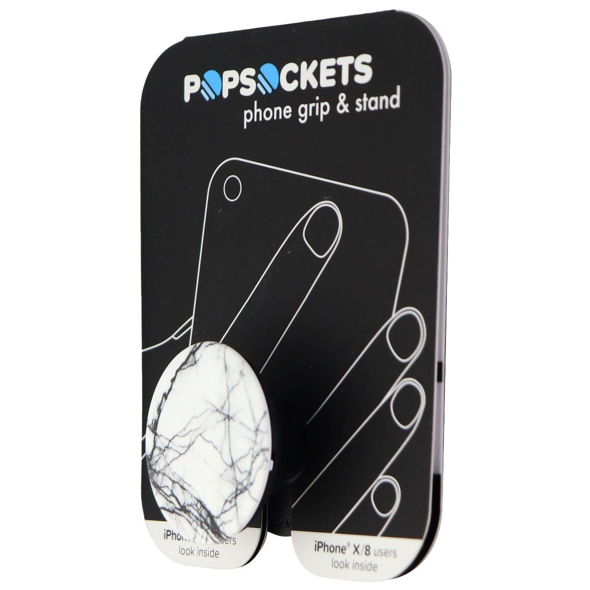 PopSockets: Collapsible Grip & Stand for - White Marble (X/8 Packaging) Cell Phone - Mounts & Holders PopSockets - Simple Cell Bulk Wholesale Pricing - USA Seller