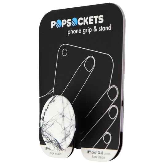 PopSockets: Collapsible Grip & Stand for - White Marble (X/8 Packaging) Cell Phone - Mounts & Holders PopSockets - Simple Cell Bulk Wholesale Pricing - USA Seller