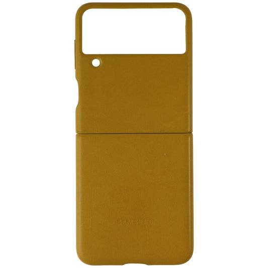 Samsung Official Leather Cover for Galaxy Z Flip3 5G - Mustard/Tan Cell Phone - Cases, Covers & Skins Samsung - Simple Cell Bulk Wholesale Pricing - USA Seller