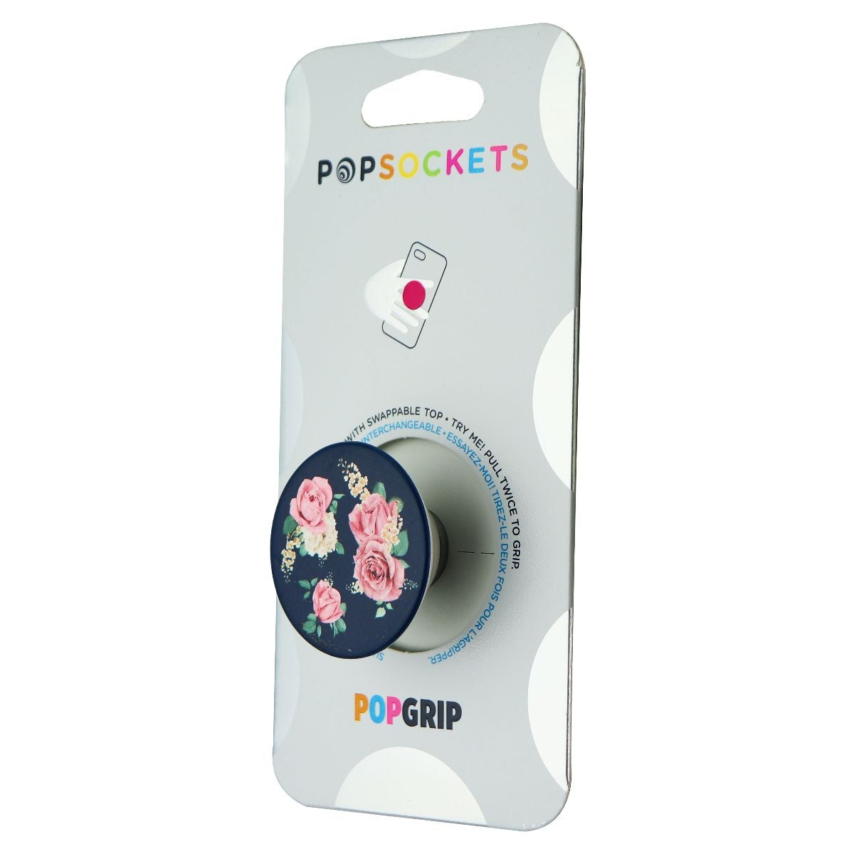 PopSockets PopGrip Swappable Grip for Phones & Tablets - Navy Blue/Pink Rose Cell Phone - Mounts & Holders PopSockets - Simple Cell Bulk Wholesale Pricing - USA Seller