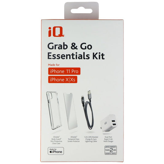 iQ Grab & Go Essentials Charger and Case Kit for iPhone 11 Pro / Xs / X - Clear Cell Phone - Cases, Covers & Skins iQ - Simple Cell Bulk Wholesale Pricing - USA Seller