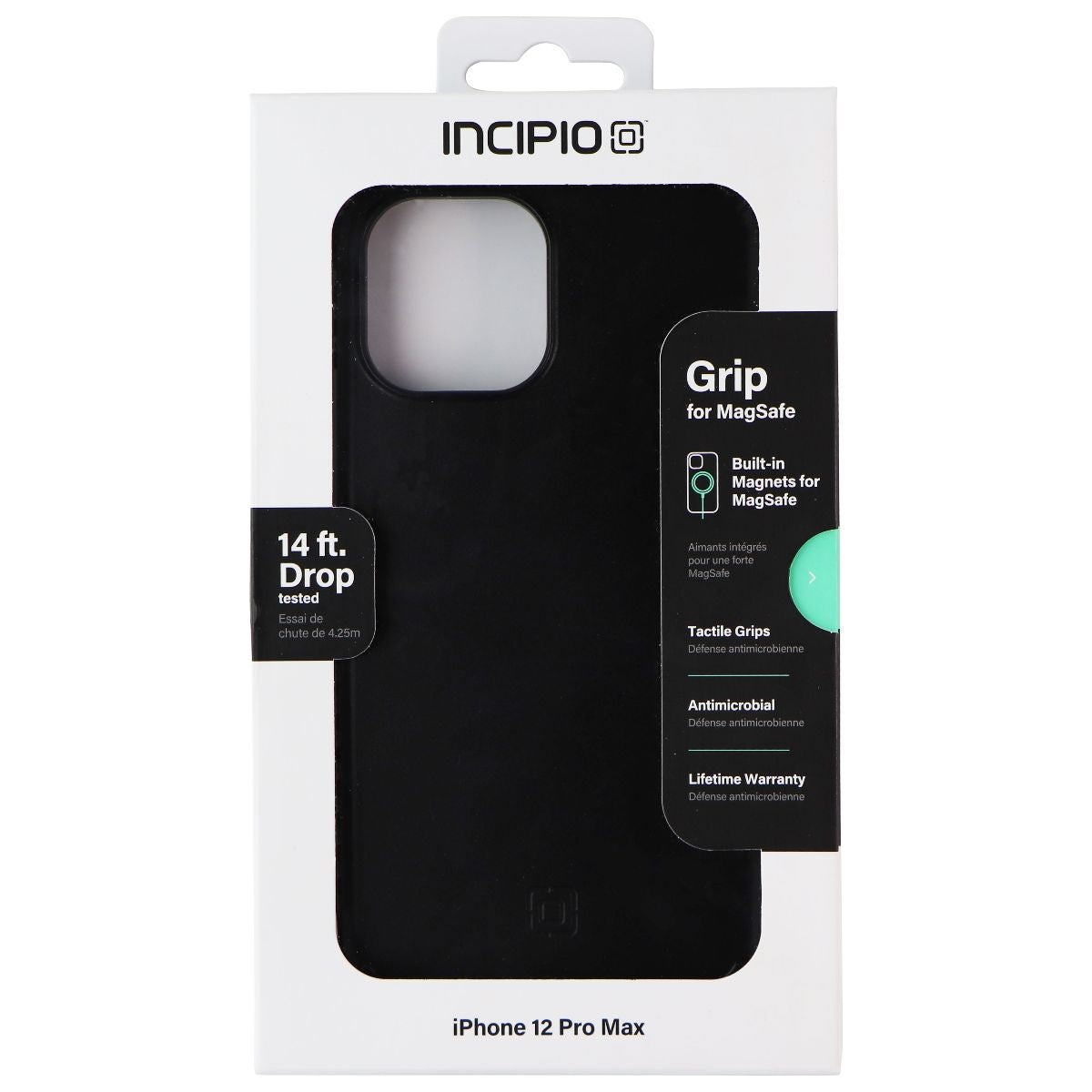 Incipio Grip Series Case for  MagSafe for Apple iPhone 12 Pro Max - Black Cell Phone - Cases, Covers & Skins Incipio    - Simple Cell Bulk Wholesale Pricing - USA Seller