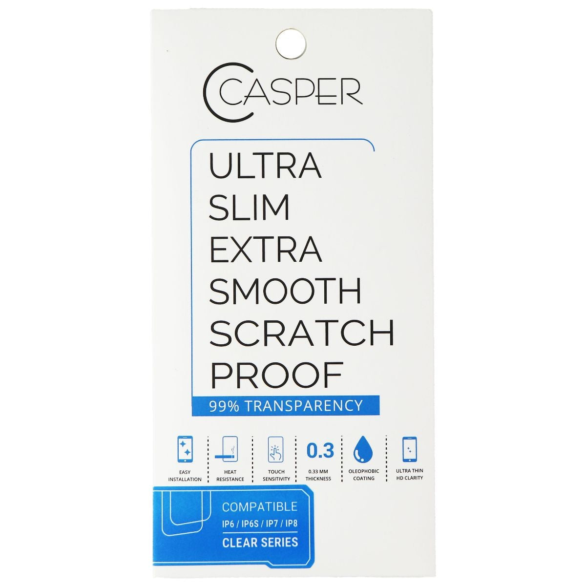 Casper Ultra Slim CLEAR Series Tempered Glass for Apple iPhone 8/7/6s/6 Cell Phone - Screen Protectors Casper    - Simple Cell Bulk Wholesale Pricing - USA Seller