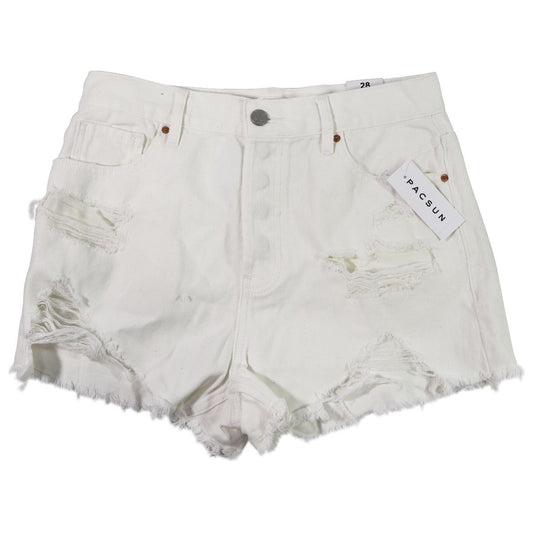 PacSun Vintage High Rise Jean Shorts - Size 28 - Ripped White Other Sporting Goods PacSun - Simple Cell Bulk Wholesale Pricing - USA Seller