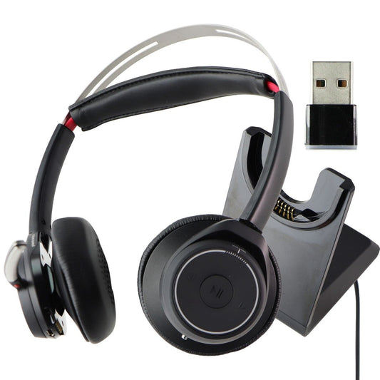 Poly Voyager Focus UC Bluetooth Stereo Headset with Mic and Charge Stand - Black Cell Phone - Headsets Plantronics    - Simple Cell Bulk Wholesale Pricing - USA Seller