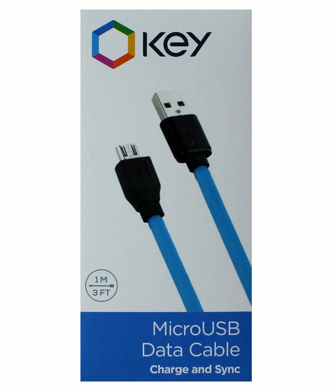 Key 3 Foot Micro-USB Charge and Sync Data Cable - Blue and Black Cell Phone - Cables & Adapters KEY Enhanced - Simple Cell Bulk Wholesale Pricing - USA Seller