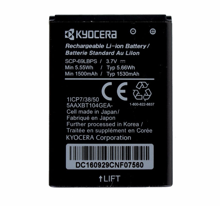 Genuine OEM Kyocera SCP-69LBPS Replacement 1500mAh Battery DuraXTP DuraXE Cell Phone - Batteries Kyocera    - Simple Cell Bulk Wholesale Pricing - USA Seller