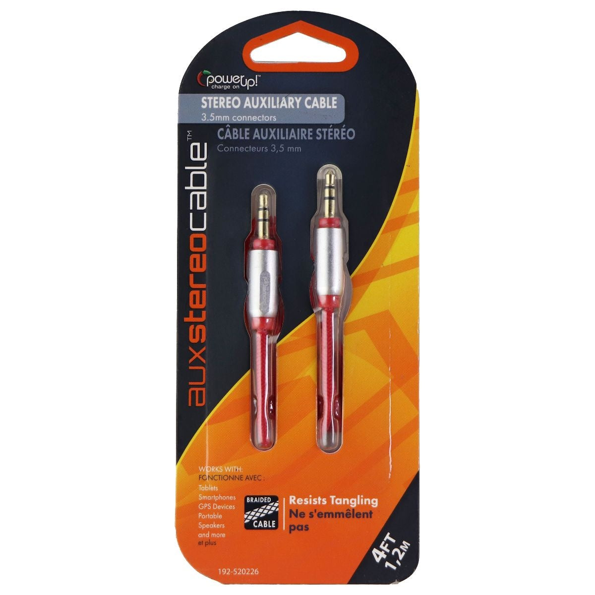 Lynco 4-Foot Braided 3.5mm Stereo Auxiliary Cable - Red/Silver Cell Phone - Cables & Adapters Lynco - Simple Cell Bulk Wholesale Pricing - USA Seller