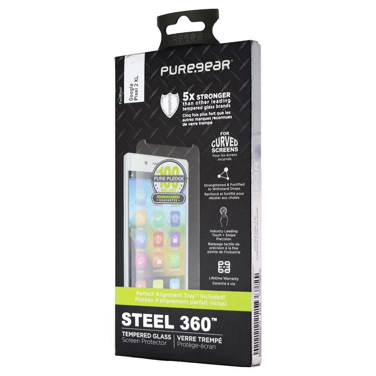 PureGear Steel 360 Series Tempered Glass with Alignment Tray for Pixel 2 XL Cell Phone - Screen Protectors PureGear - Simple Cell Bulk Wholesale Pricing - USA Seller