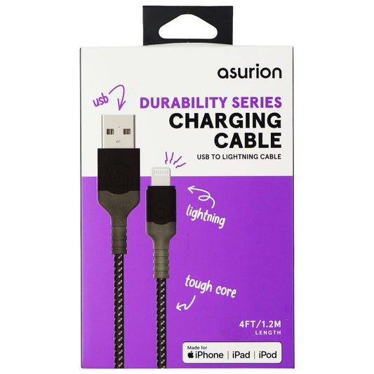 Asurion Durability (4-FT) Lightning 8-Pin to USB Braided MFi Cable - Black Cell Phone - Cables & Adapters Asurion    - Simple Cell Bulk Wholesale Pricing - USA Seller