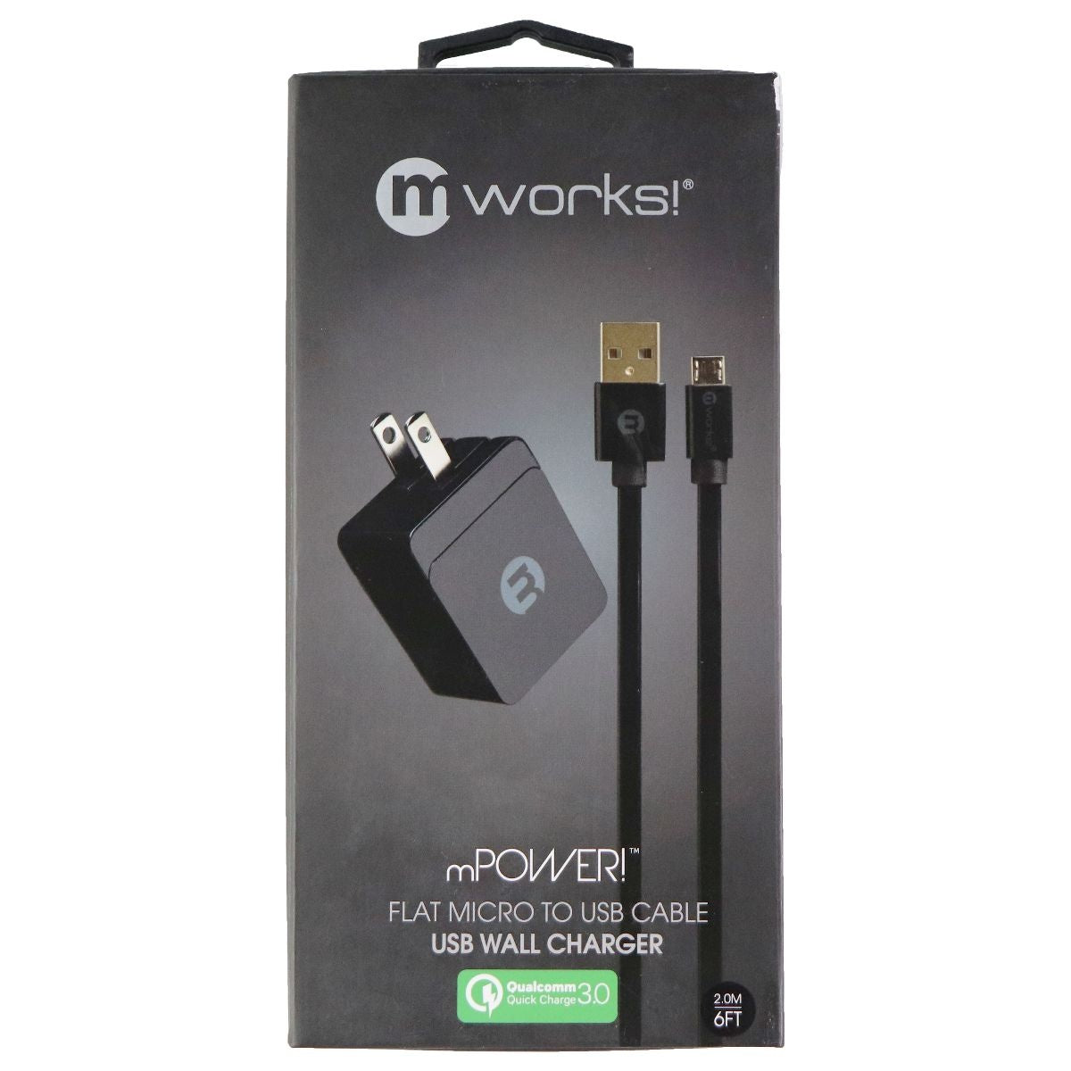 mWorks mPower WallCharger With Micro USB Cable Sync Cable Pack - Black Cell Phone - Chargers & Cradles mWorks! - Simple Cell Bulk Wholesale Pricing - USA Seller