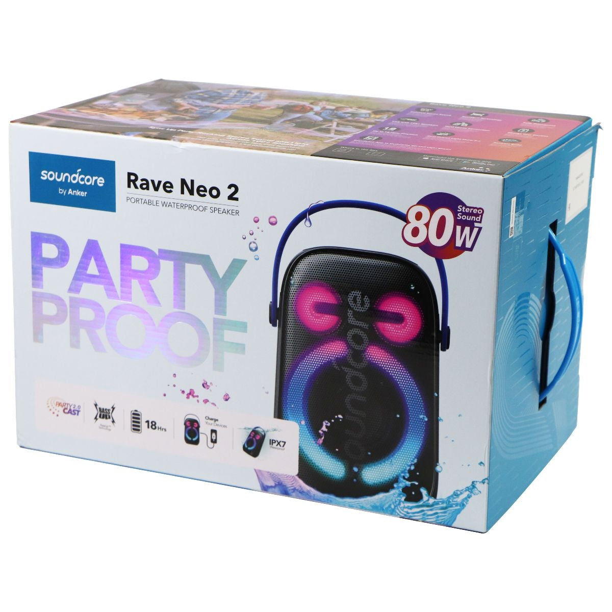 Anker Soundcore Rave Neo 2 Portable Waterproof Speaker with 80W