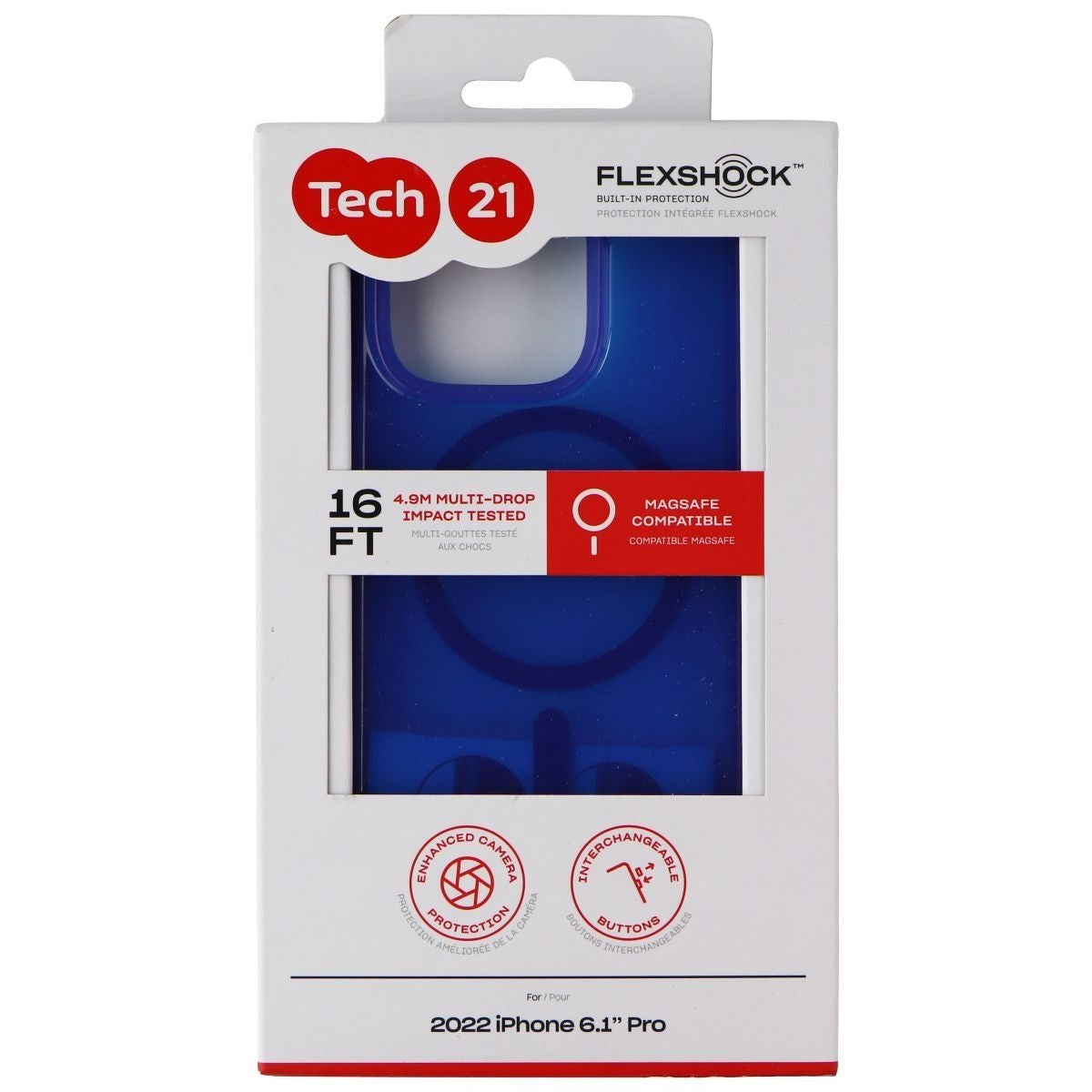 Tech21 EvoCheck Series Gel Case for MAGSAFE for Apple iPhone 14 Pro - Blue Cell Phone - Cases, Covers & Skins Tech21    - Simple Cell Bulk Wholesale Pricing - USA Seller