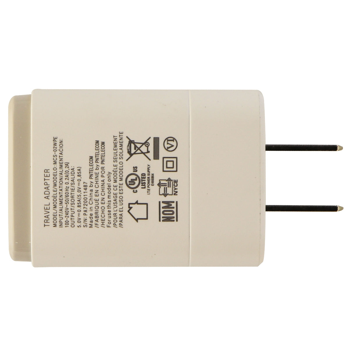 LG (MCS-02WDE) Wall Charger (5V/0.85A) for USB Travel Adapter - White Cell Phone - Cables & Adapters LG - Simple Cell Bulk Wholesale Pricing - USA Seller