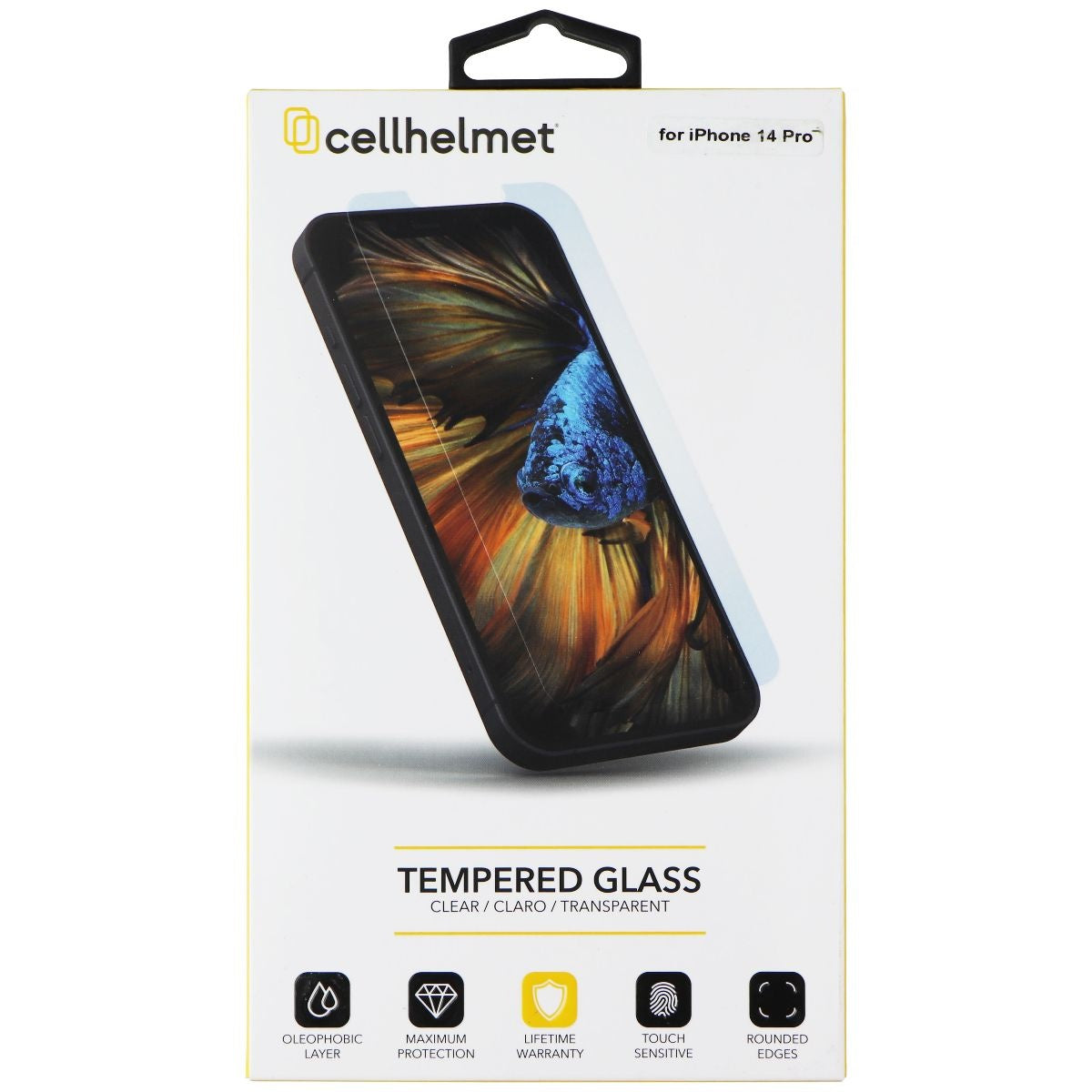 CellHelmet Tempered Glass for Apple iPhone 14 Pro - Clear Cell Phone - Screen Protectors CellHelmet - Simple Cell Bulk Wholesale Pricing - USA Seller