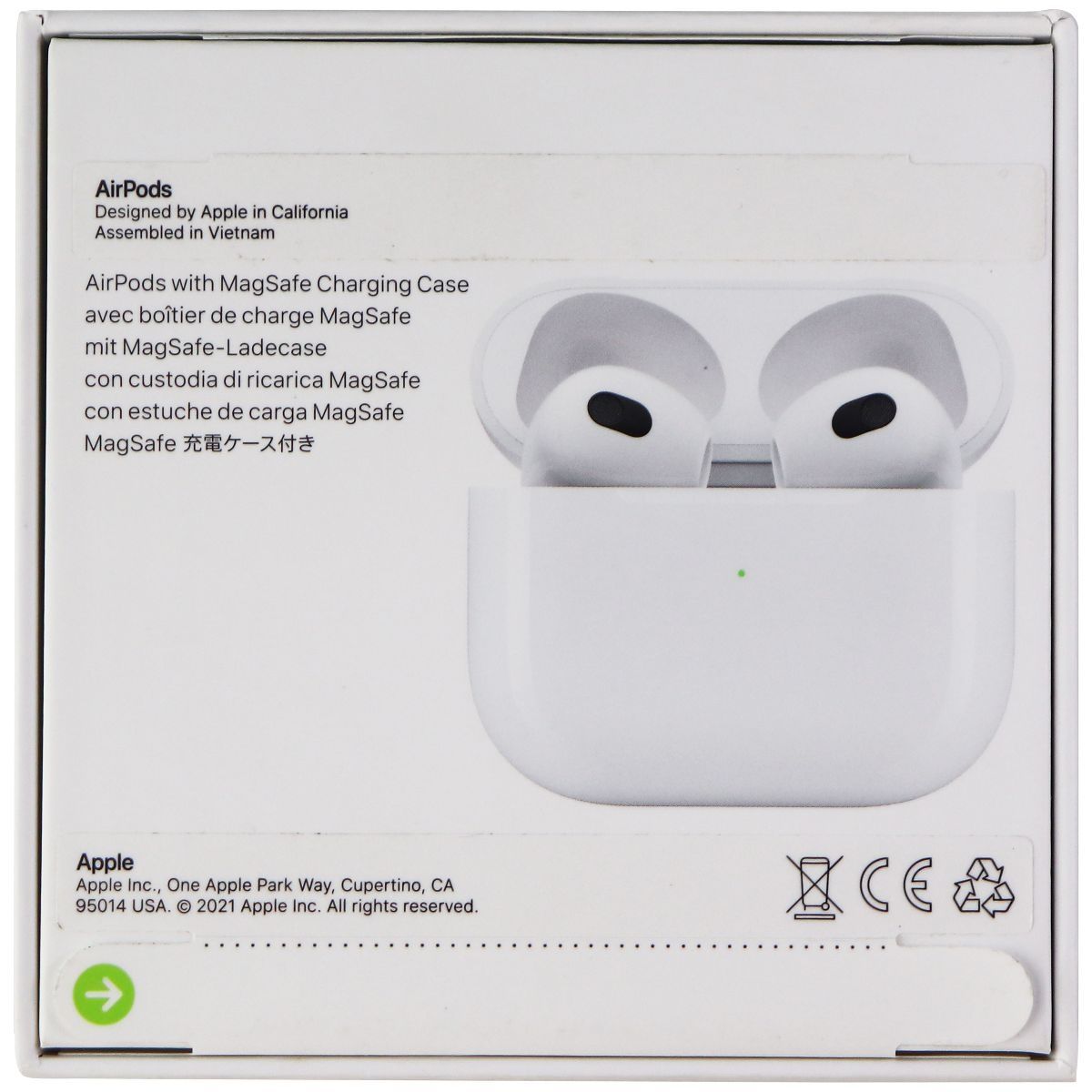 Apple AirPods (3rd Gen) with MagSafe Charging Case - White (MME73LL/A) Portable Audio - Headphones Apple - Simple Cell Bulk Wholesale Pricing - USA Seller