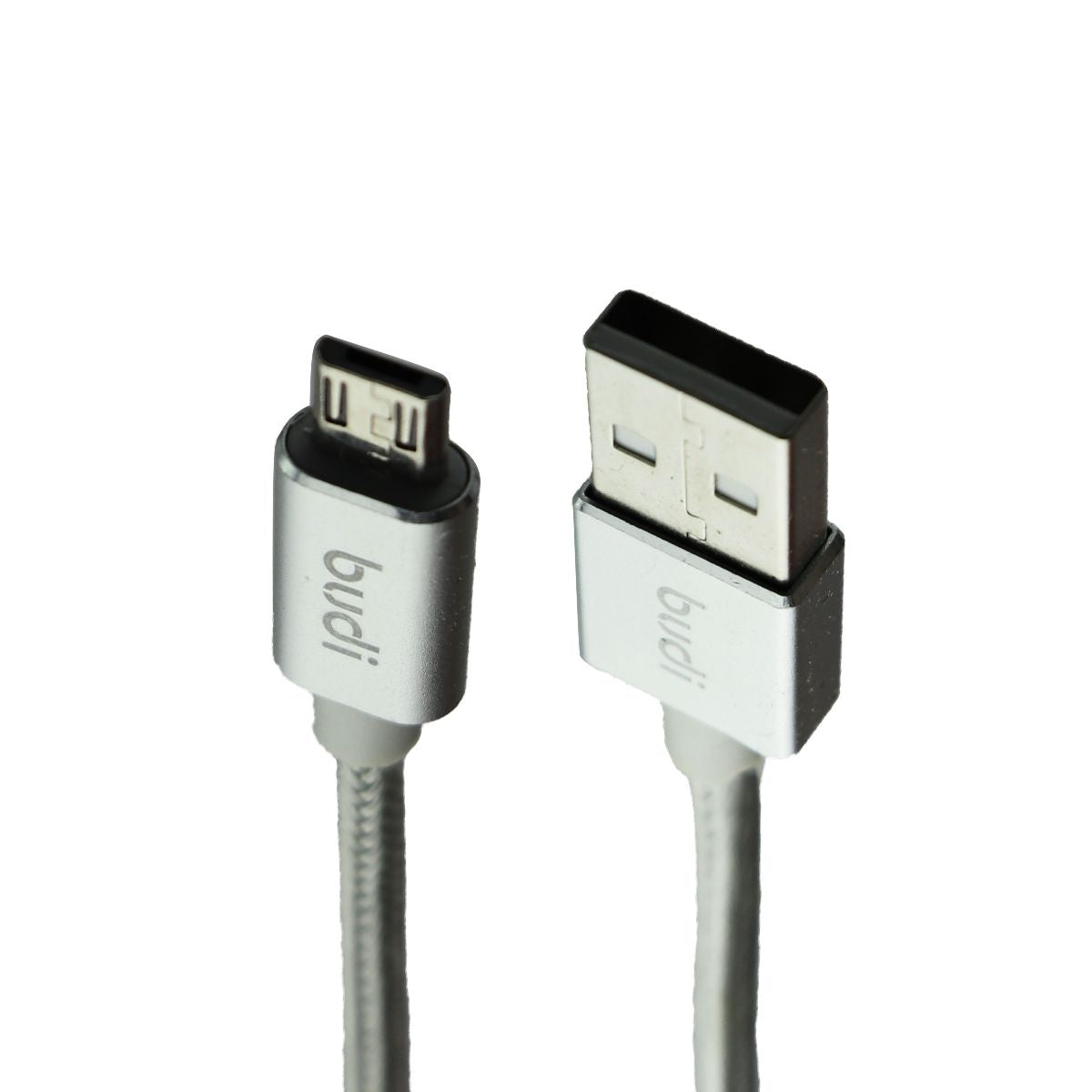 Budi (3-Ft) Micro-USB to USB Charge and Sync Braided Cable - Silver Cell Phone - Cables & Adapters Budi - Simple Cell Bulk Wholesale Pricing - USA Seller