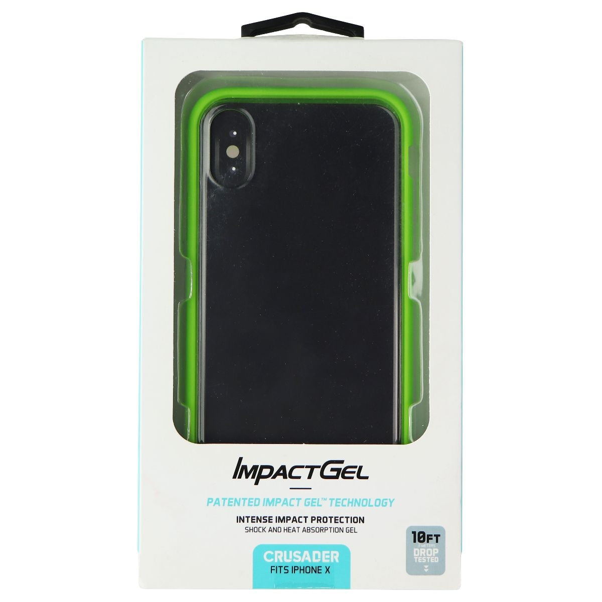 ImpactGel Crusader Series Case for Apple iPhone Xs/X - Clear & Green Cell Phone - Cases, Covers & Skins ImpactGel    - Simple Cell Bulk Wholesale Pricing - USA Seller