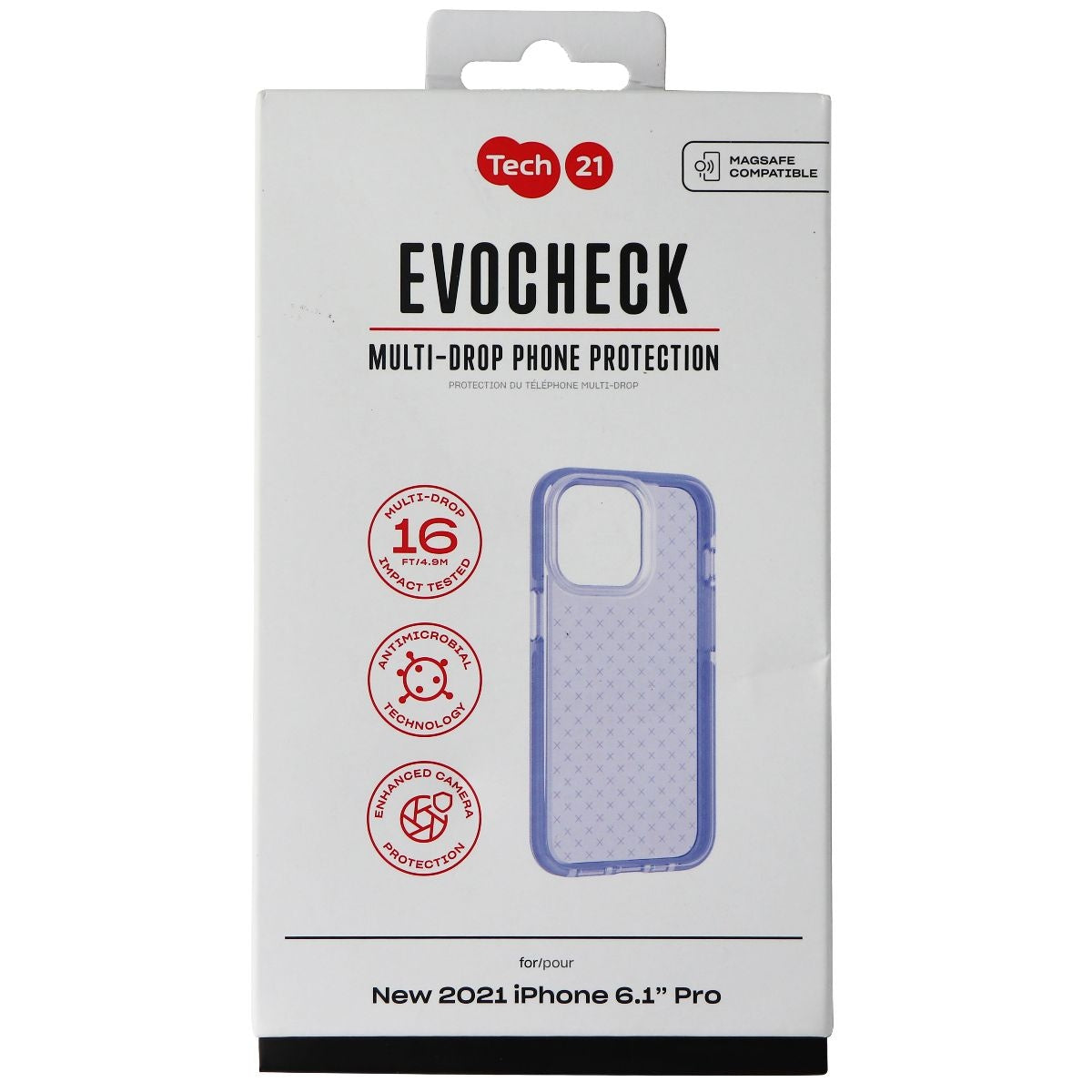 Tech21 Evo Check Series Flexible Gel Case for Apple iPhone 13 Pro - Lavender Cell Phone - Cases, Covers & Skins Tech21 - Simple Cell Bulk Wholesale Pricing - USA Seller