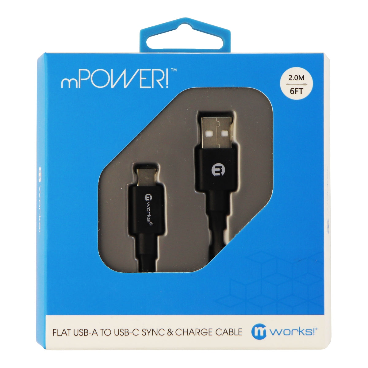 mWorks! ( 21165 ) 6Ft Sync and Charge Cable for USB-C Devices - Black Cell Phone - Cables & Adapters mWorks! - Simple Cell Bulk Wholesale Pricing - USA Seller