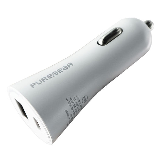 PureGear (30-Watt) LightSpeed USB and USB-C Dual Port Car Charger - White Cell Phone - Chargers & Cradles PureGear - Simple Cell Bulk Wholesale Pricing - USA Seller
