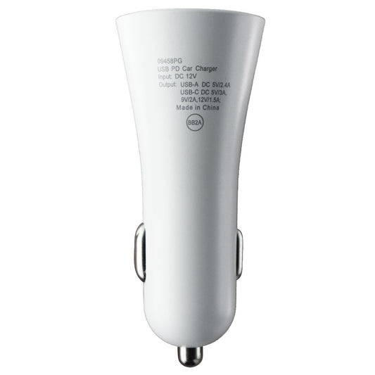 PureGear (30-Watt) LightSpeed USB and USB-C Dual Port Car Charger - White Cell Phone - Chargers & Cradles PureGear - Simple Cell Bulk Wholesale Pricing - USA Seller