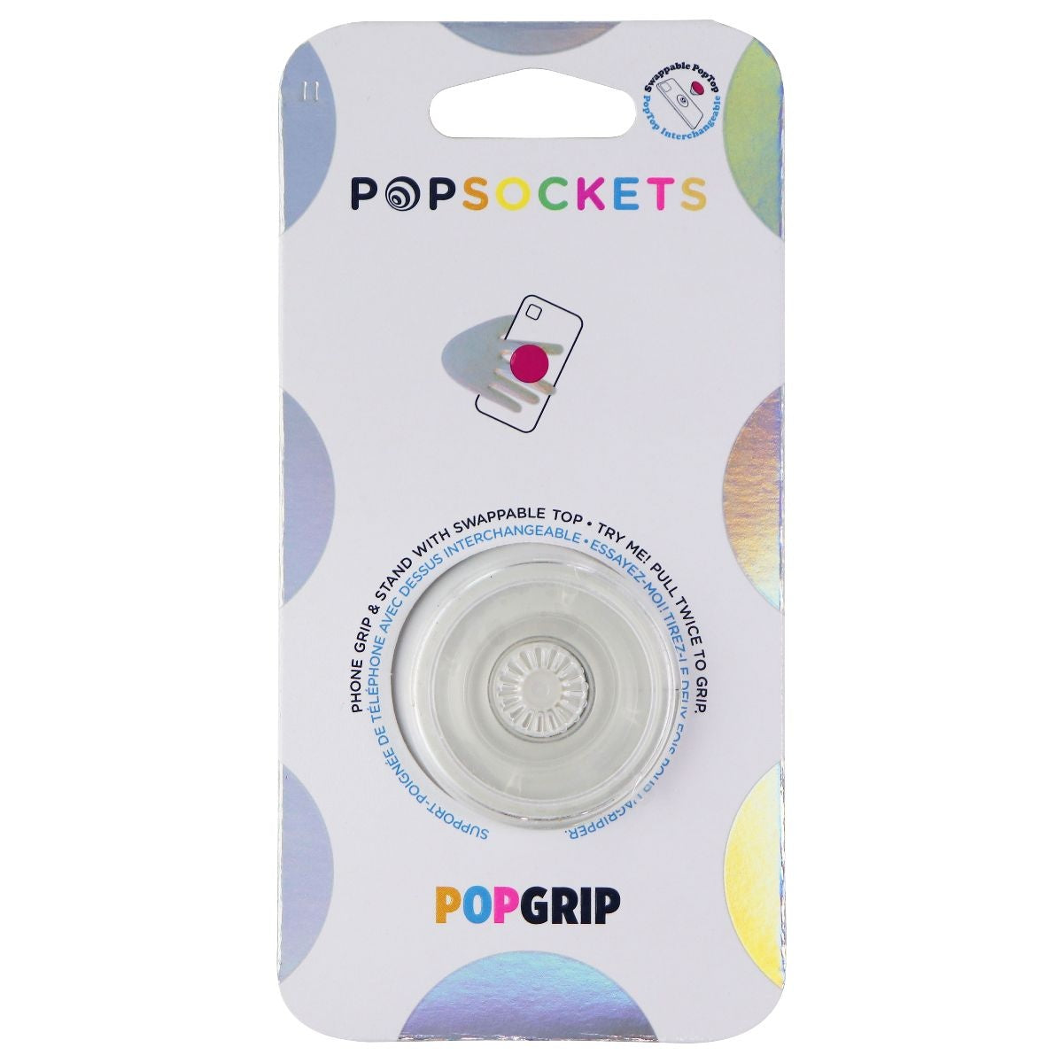 PopSockets PopGrip with Swappable Top for Phones and Tablets - Clear Cell Phone - Mounts & Holders PopSockets    - Simple Cell Bulk Wholesale Pricing - USA Seller