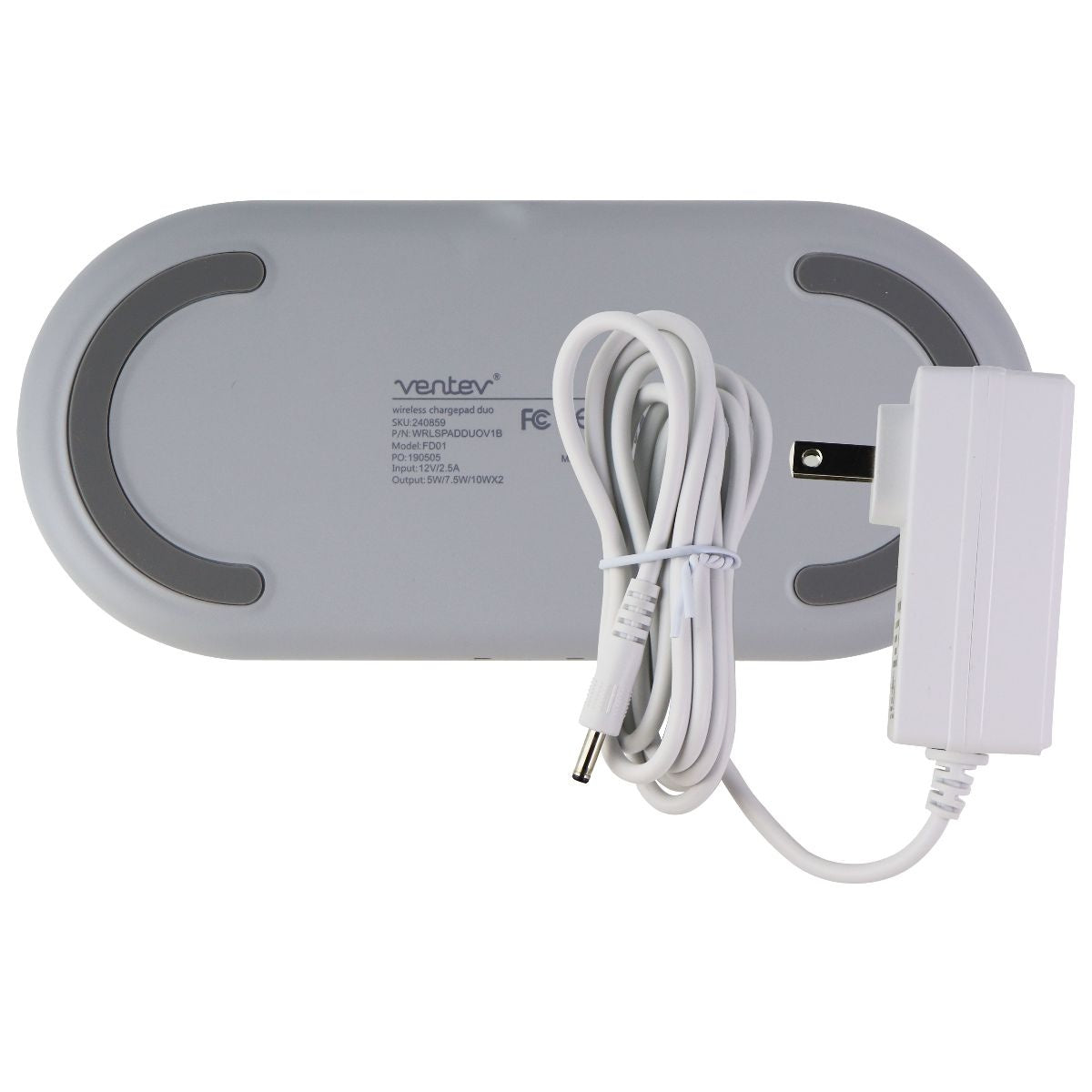 Ventev (20-Watt) Wireless Fast ChargePad Duo for Apple & Samsung - Gray Cell Phone - Chargers & Cradles Ventev - Simple Cell Bulk Wholesale Pricing - USA Seller