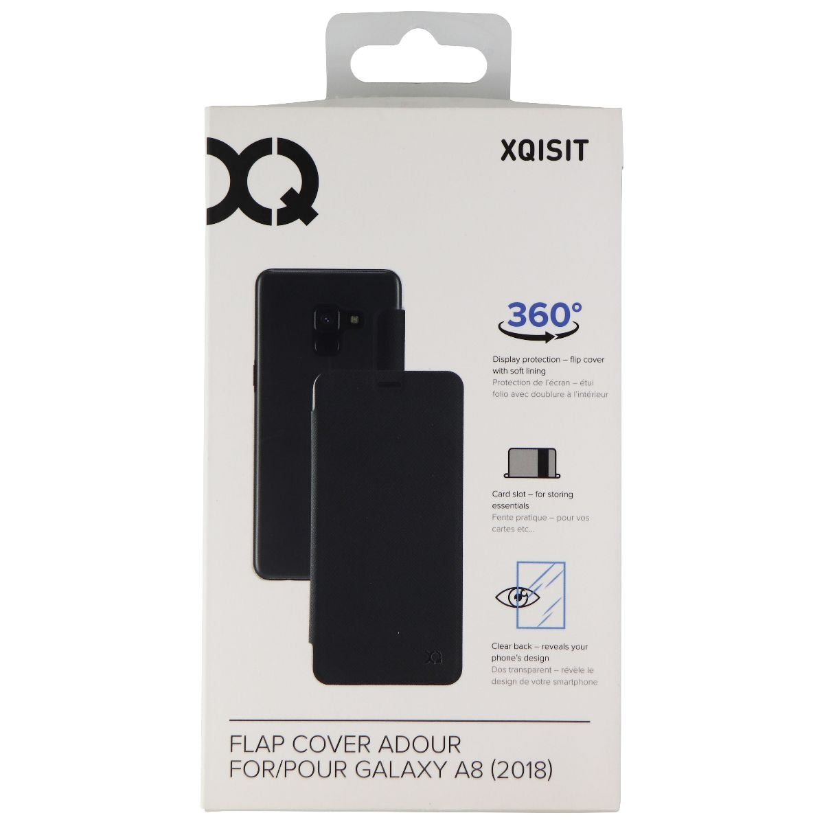 Xqisit Flap Cover Case for Samsung Galaxy A8 (2018) Smartphone - Clear & Black Cell Phone - Cases, Covers & Skins Xqisit - Simple Cell Bulk Wholesale Pricing - USA Seller
