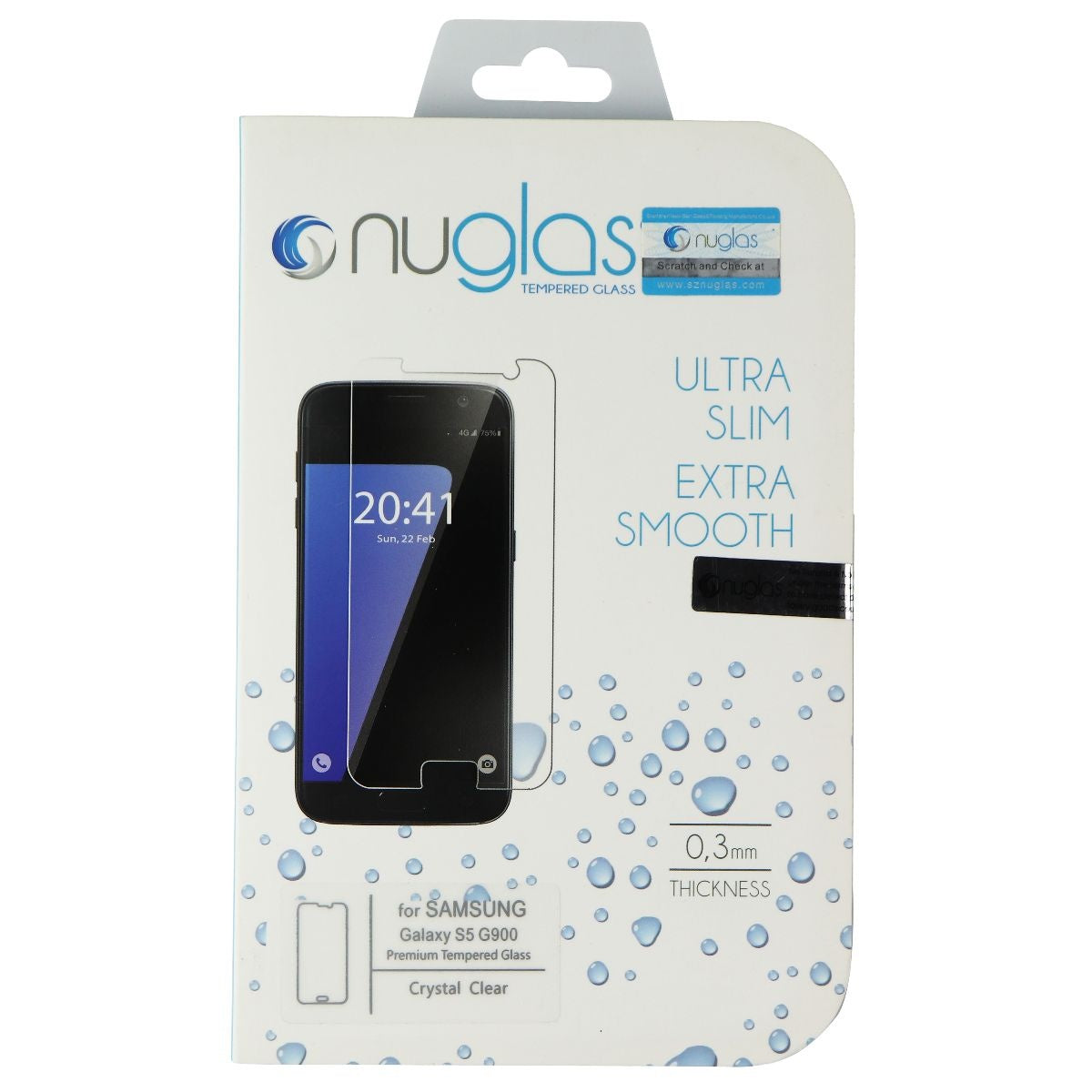 Nuglas Ultra Slim Tempered Glass Screen Protector for Samsung Galaxy S5 Cell Phone - Screen Protectors Nuglas    - Simple Cell Bulk Wholesale Pricing - USA Seller