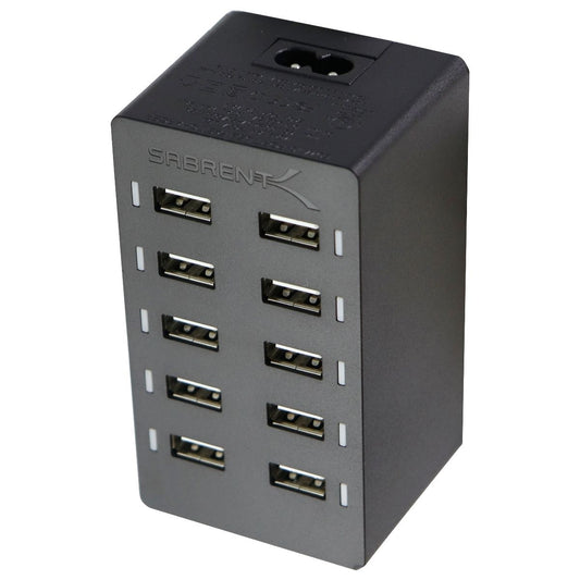 Sabrent 60W 10-Port Desktop USB Rapid Charger - Black