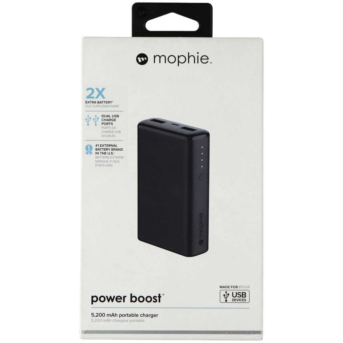 Mophie Power Boost 5,200mAh Dual USB Portable Charger - Black Cell Phone - Chargers & Cradles Mophie - Simple Cell Bulk Wholesale Pricing - USA Seller