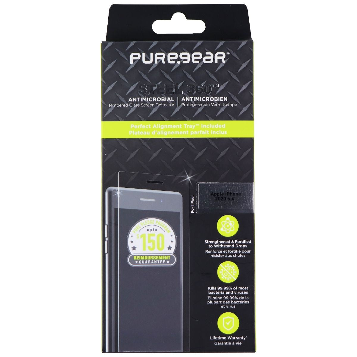 PureGear Steel 360 Tempered Glass Protector for Apple iPhone 12 mini - Clear Cell Phone - Screen Protectors PureGear - Simple Cell Bulk Wholesale Pricing - USA Seller