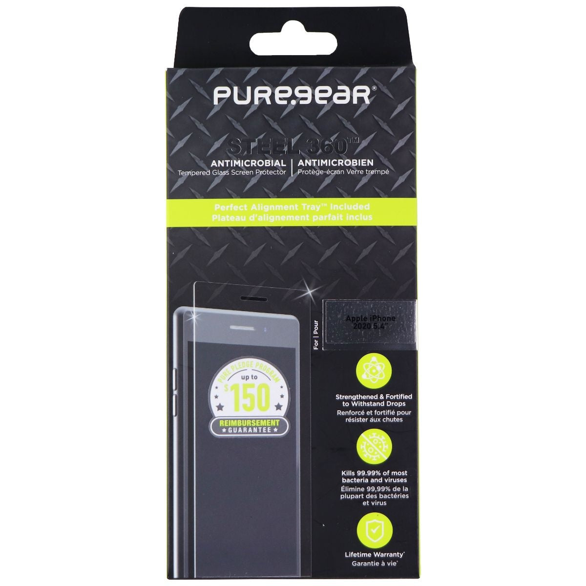 PureGear Steel 360 Tempered Glass Protector for Apple iPhone 12 mini - Clear Cell Phone - Screen Protectors PureGear    - Simple Cell Bulk Wholesale Pricing - USA Seller