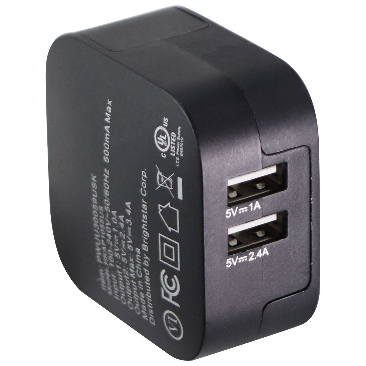 Key 3.4A Dual Output USB Wall Charger - Black (PWUU30059USK) Cell Phone - Chargers & Cradles Key - Simple Cell Bulk Wholesale Pricing - USA Seller