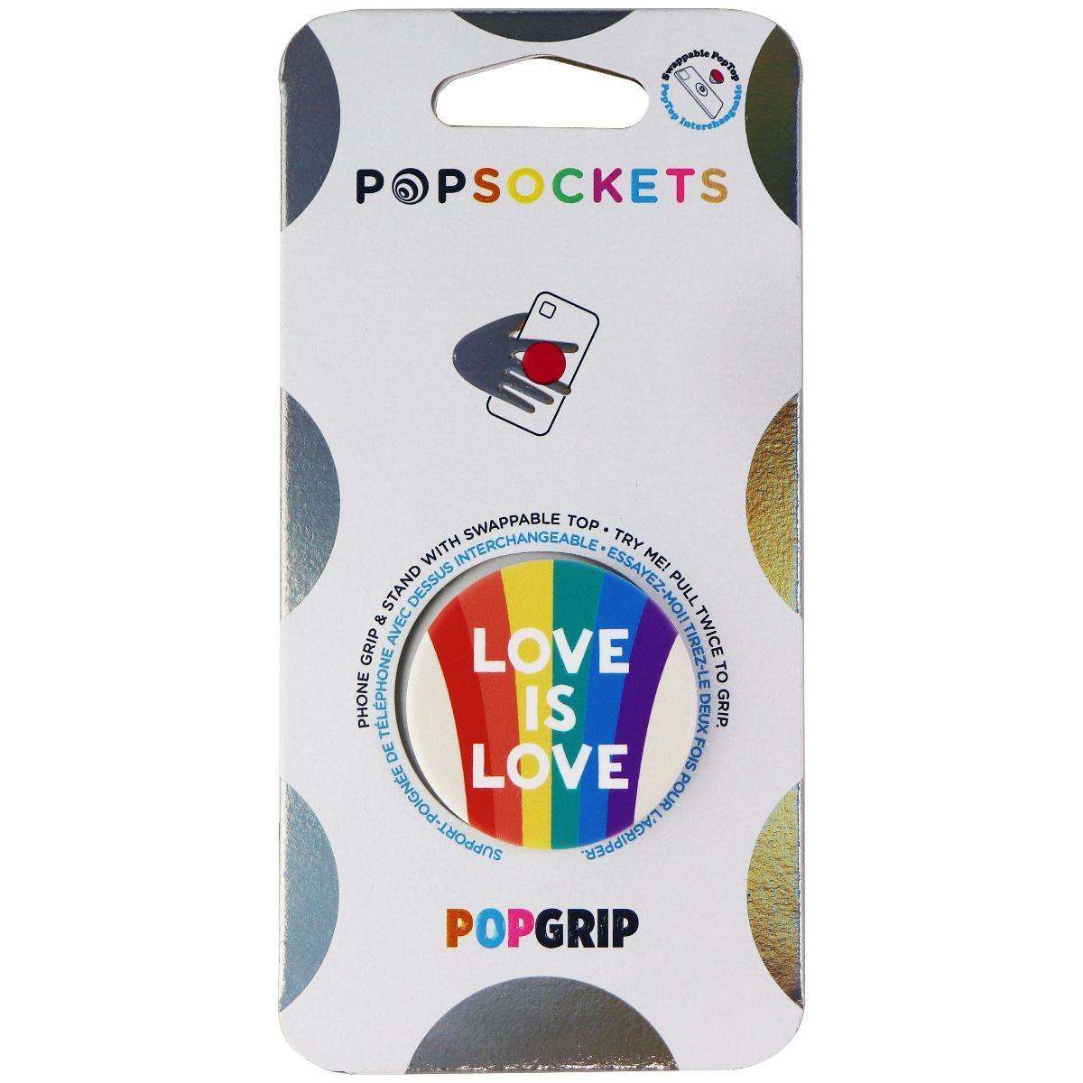 PopSockets PopGrip & Stand w/ Swappable Top - Love Is Love Cell Phone - Mounts & Holders PopSockets - Simple Cell Bulk Wholesale Pricing - USA Seller
