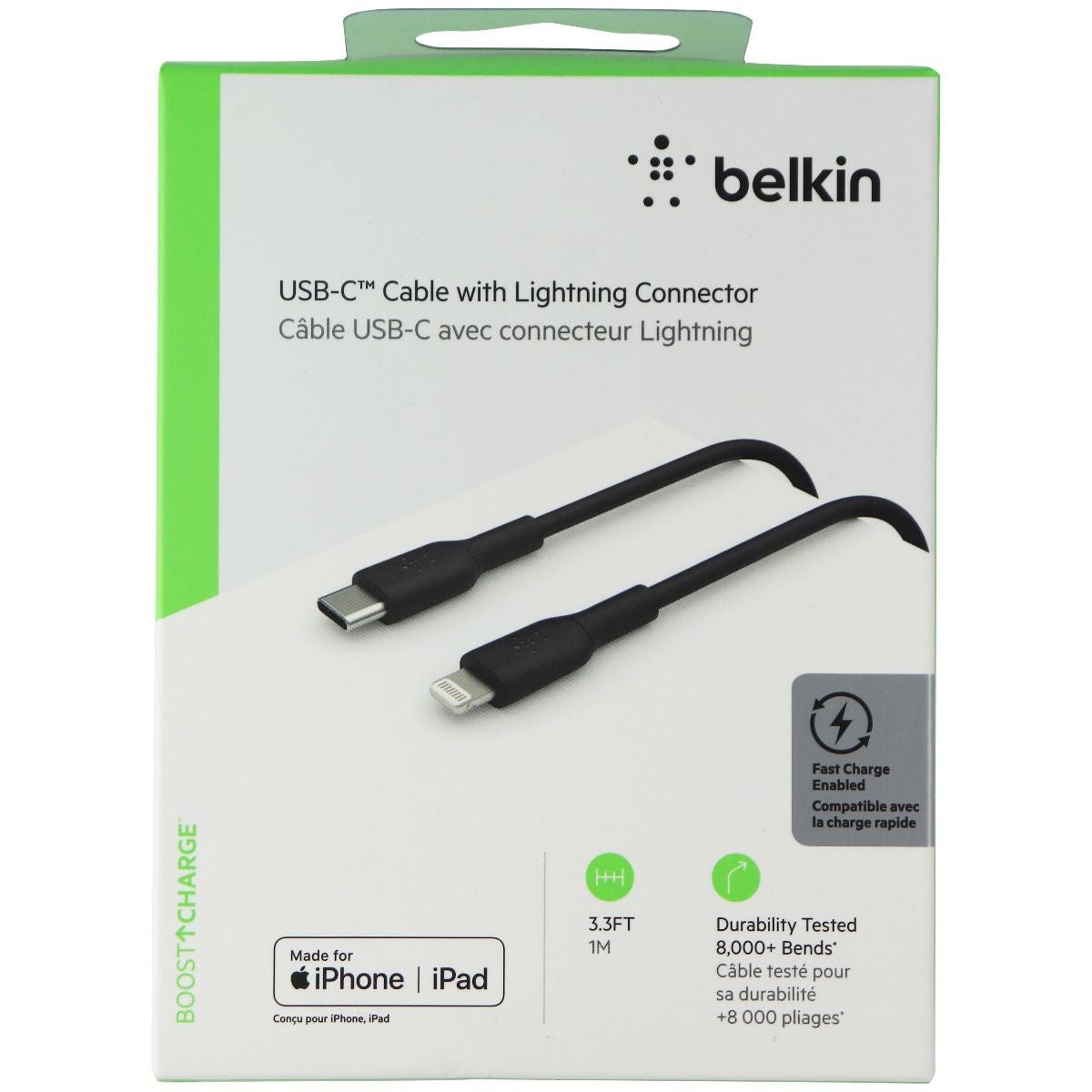 Belkin USB-C to 8-Pin Cable (3FT) - Black Cell Phone - Chargers & Cradles Belkin    - Simple Cell Bulk Wholesale Pricing - USA Seller