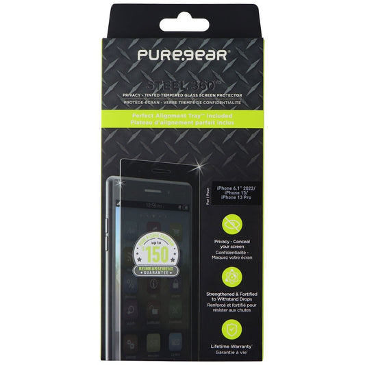 PureGear Steel 360 Privacy Tinted Tempered Glass for iPhone 14 / 13 / 13 Pro Cell Phone - Screen Protectors PureGear    - Simple Cell Bulk Wholesale Pricing - USA Seller